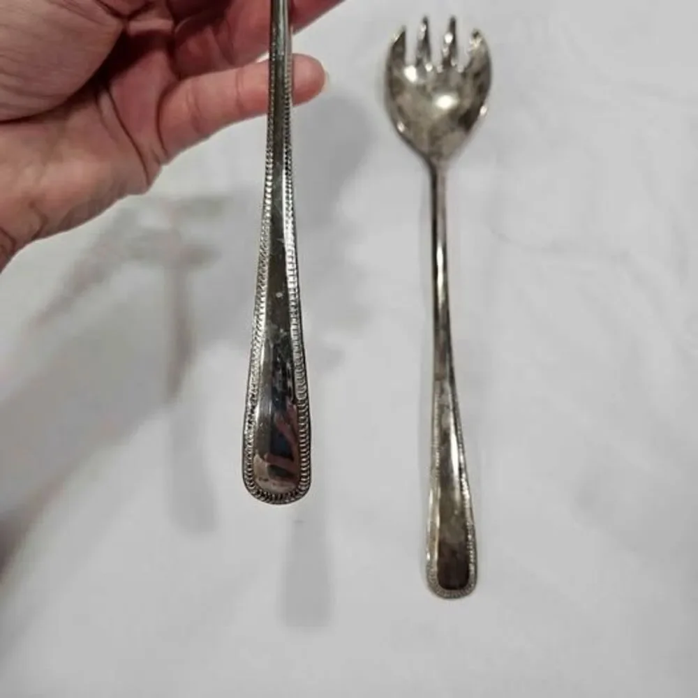 Silver Serving Spoon and Fork Set